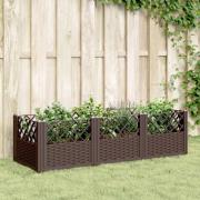 vidaXL Plantekasse med plugger brun 123,5x43,5x43,5 cm PP