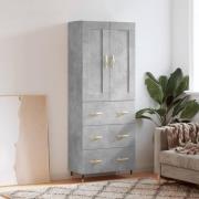 vidaXL Highboard betonggrå 69,5x34x180 cm konstruert tre