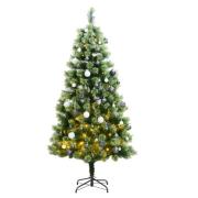 vidaXL Kunstig hengslet juletre med 300 LED og kulesett 240 cm