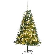 vidaXL Kunstig hengslet juletre med 300 LED og kulesett 180 cm