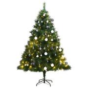 vidaXL Kunstig hengslet juletre med 300 LED og kulesett 210 cm