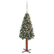 vidaXL Forhåndsbelyst slankt juletre med kulesett grønn 210 cm PVC