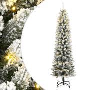 vidaXL Kunstig juletre med 300 LED flokket snø slankt 240 cm