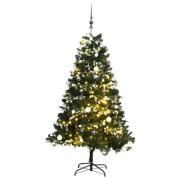 vidaXL Kunstig hengslet juletre med 300 LED og kulesett 240 cm