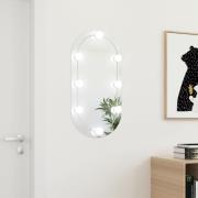 vidaXL Speil med LED-lys 80x40 cm glass oval