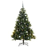 vidaXL Kunstig hengslet juletre med 300 LED og kulesett 240 cm