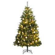 vidaXL Kunstig hengslet juletre med 300 LED og kulesett 240 cm