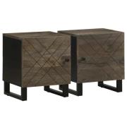 vidaXL Nattbord 2 stk svart 40x33x46 cm heltre mango