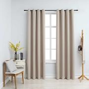 vidaXL Lystette gardiner med metallringer 2 stk beige 140x175 cm