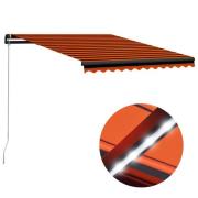 vidaXL Manuell uttrekkbar markise med LED 350x250 cm oransje og brun