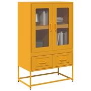 vidaXL Highboard sennepsgul 68x39x111,5 cm stål