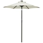 vidaXL Parasoll med LED-lys sand 200x211 cm aluminium