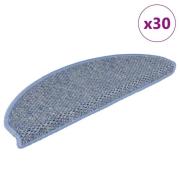 vidaXL Selvklebende trappematter sisal 30 stk 65x21x4 cm blå