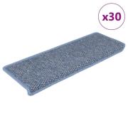 vidaXL Selvklebende trappematter sisal 30 stk 65x21x4 cm blå