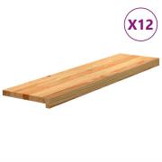 vidaXL Trappetrinn 12 stk lysebrun 100x25x2 cm heltre eik