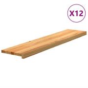 vidaXL Trappetrinn 12 stk lysebrun 120x30x2 cm heltre eik