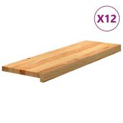 vidaXL Trappetrinn 12 stk lysebrun 80x30x2 cm heltre eik