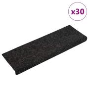 vidaXL Selvklebende trappematter 30 stk svart 65x21x4 cm