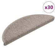 vidaXL Selvklebende trappematter sisal 30 stk 56x17x3 cm sølv