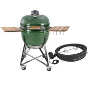 Kamado Sumo Maxi kullgrill, grønn + grillmesterens rotisserie og pizza...