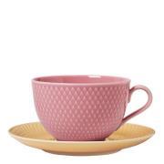 Lyngby Porcelæn - Rhombe tekopp 39 cl rosa/sand