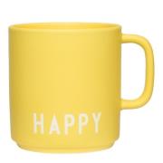 Design Letters - Favourite kopp med hank happy 25 cl gul