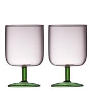 Lyngby Glas - Torino vinglass 30 cl 2 stk rosa/grønn