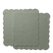Ziczac - Scallopped tekstilserviett 2 stk 40x40 cm støvgrønn