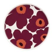 Marimekko - Unikko asjett 20 cm hvit/burgunder/rød