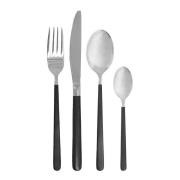 House Doctor - Bestikksett Ox 16 deler svart/sølv