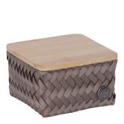 Handed By - Top Fit Tiny oppbevaringskurv m/lokk 13x13x8 cm taupe