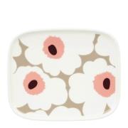 Marimekko - Oiva Unikko asjett 15x12 cm hvit/vinrød