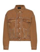 Bella Studded Jacket Dongerijakke Denimjakke Brown AllSaints