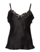 Pure Silk - Camisole W.lace Topp Black Lady Avenue