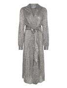 Mslimea Glitter Maxi Wrap Dress Maxikjole Festkjole Silver Minus