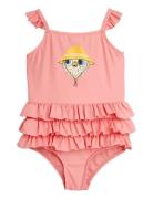 Owl Sp Frill Swimsuit Badedrakt Badetøy Pink Mini Rodini