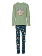 Nkmnightset Hedge Green Music Pyjamas Sett Multi/patterned Name It