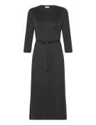 Mschbirdia Lynette 3/4 Dress Knelang Kjole Black MSCH Copenhagen