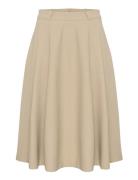 Meganmw Skirt Knelangt Skjørt Beige My Essential Wardrobe