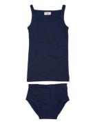 Pointelle Heart Underwear Set Undertøysett Navy Copenhagen Colors