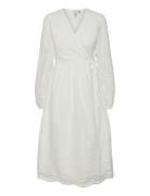 Yasluma Ls Long Wrap Dress S. Noos Knelang Kjole White YAS