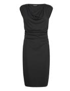 Chain-Trim Stretch Jersey Cowlneck Dress Kort Kjole Black Lauren Ralph...