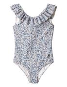 Swimsuit Marie-Louise Badedrakt Badetøy Blue Wheat