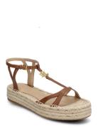 Payton Burnished Leather Espadrille Sandal Med Hæl Espadrilles Beige L...