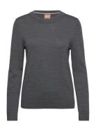 Fegan Tops Knitwear Jumpers Grey BOSS