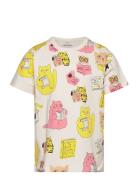 Cats Aop Ss Tee Tops T-shirts Short-sleeved Cream Mini Rodini