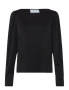 Msreyna Long Sleeve Modal Blouse Tops Blouses Long-sleeved Black Minus