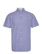 Reg Poplin Gingham Ss Shirt Tops Shirts Short-sleeved Blue GANT