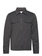 Soft Twill Zip Overshirt Tops Overshirts Grey Lindbergh