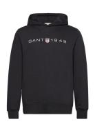 Printed Graphic Hoodie Tops Sweat-shirts & Hoodies Hoodies Black GANT